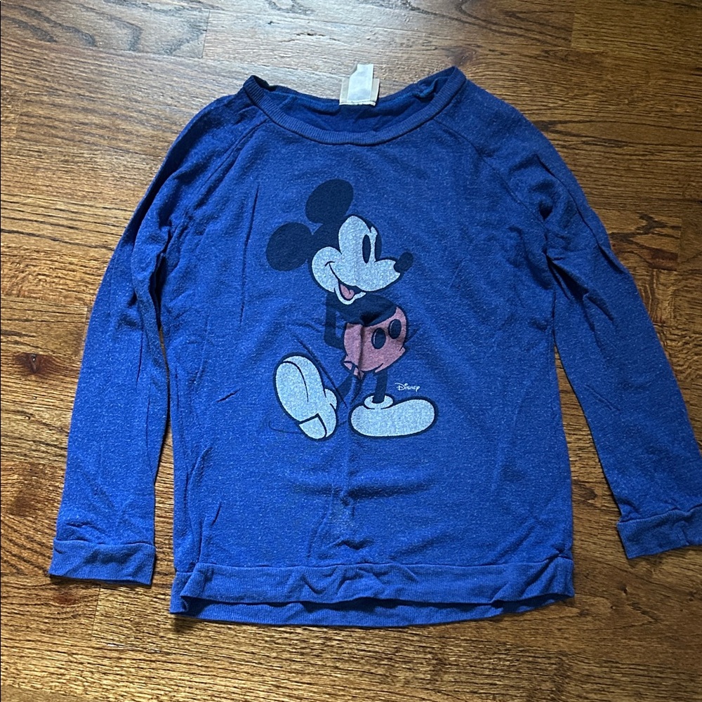 Junk Food Clothing Blue Mickey Mouse Long Sleeve Tee